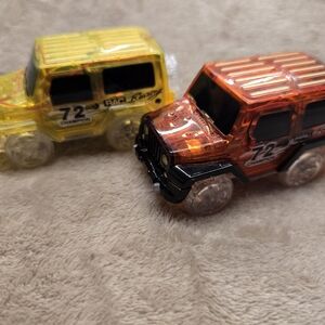 Toy Cars Set - Yellow and Orange LED Light Glow Car Toys, Glow in The Dark